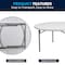 Flash Furniture Round Wh 60Rnd Plastic Fold Table, 59.75" W, 59.75" L, 28.75" H, Plastic Top, White DAD-YCZ-152R-GW-GG - alternate 9